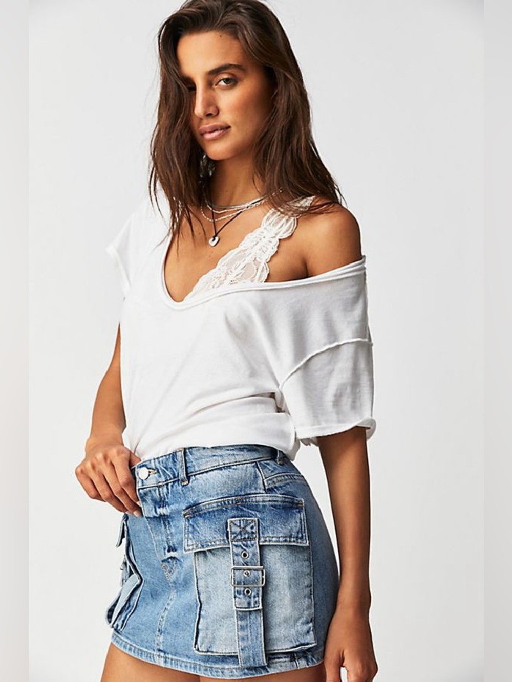 We The Free Denim Cargo Skort